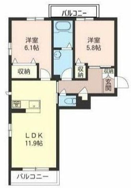 群馬県前橋市元総社町(マンション)の賃貸物件の間取り