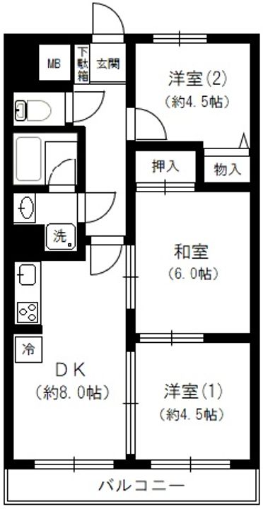 埼玉県春日部市粕壁3(マンション)の賃貸物件の間取り