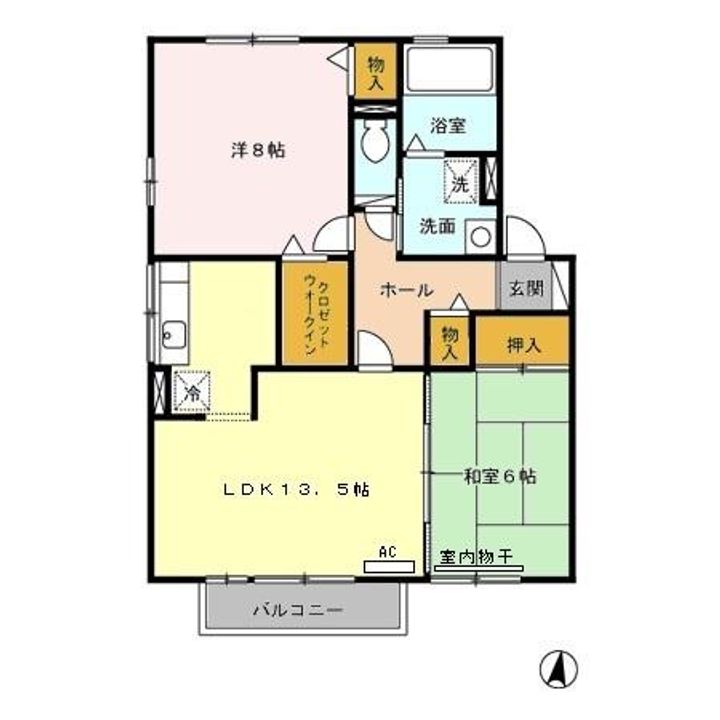 北上市幸町【カーサ ウィルモア】築23年の間取り