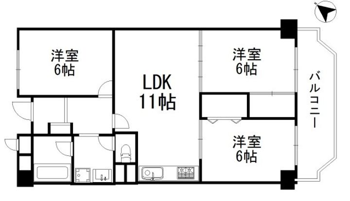 兵庫県芦屋市朝日ケ丘町(マンション)の賃貸物件の間取り