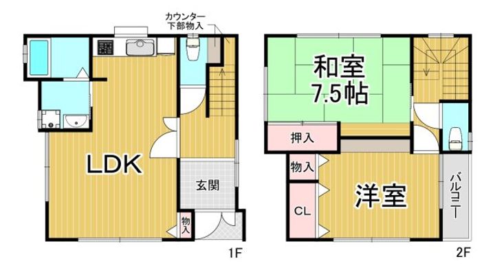 兵庫県西宮市甲子園口5(一戸建)の賃貸物件の間取り