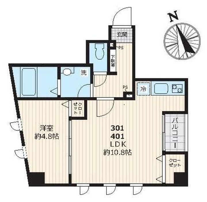 東京都新宿区早稲田南町(マンション)の賃貸物件の間取り