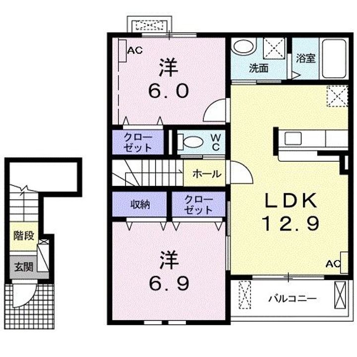 岐阜県大垣市青柳町3(アパート)の賃貸物件の間取り