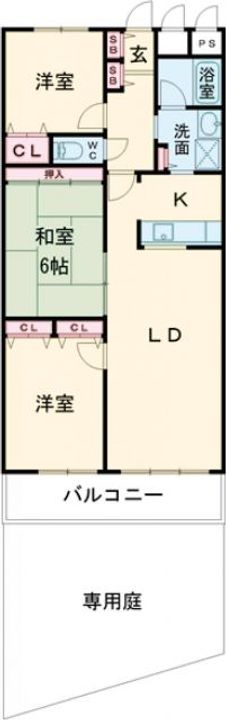 奈良県生駒市俵口町(マンション)の賃貸物件の間取り