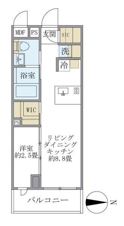 東京都中野区中野1の賃貸マンションの間取り
