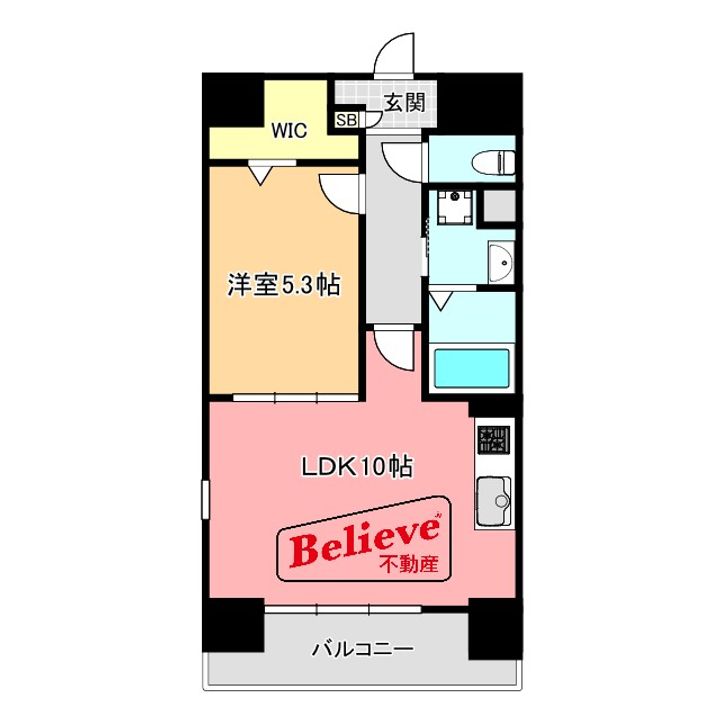 福岡県久留米市中央町(マンション)の賃貸物件の間取り