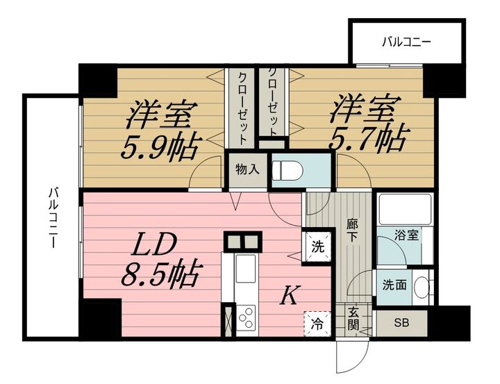 千葉県千葉市中央区本千葉町の賃貸マンションの間取り