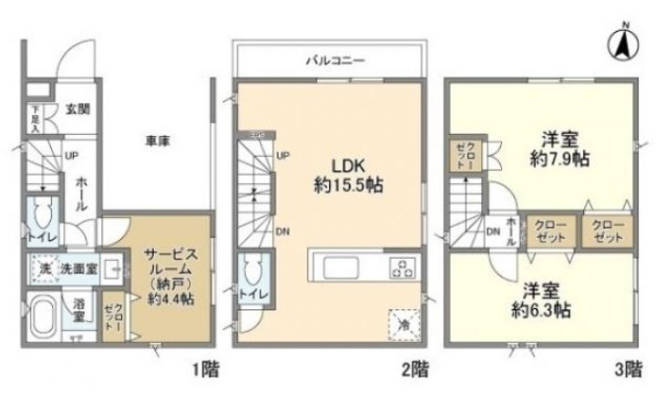 東京都大田区新蒲田3(一戸建)の賃貸物件の間取り