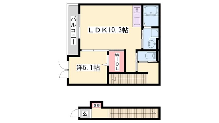 兵庫県姫路市飾磨区上野田5(アパート)の賃貸物件の間取り