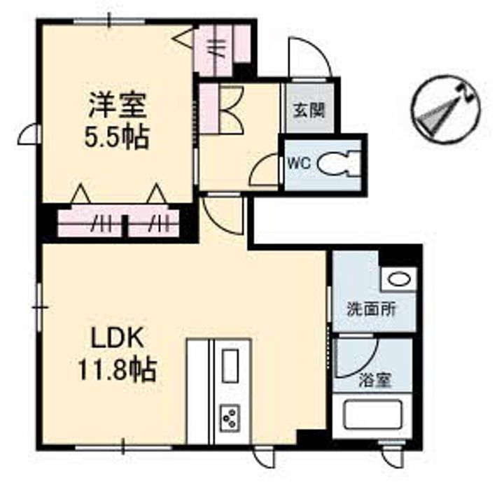 広島県福山市沖野上町3丁目の賃貸アパートの間取り