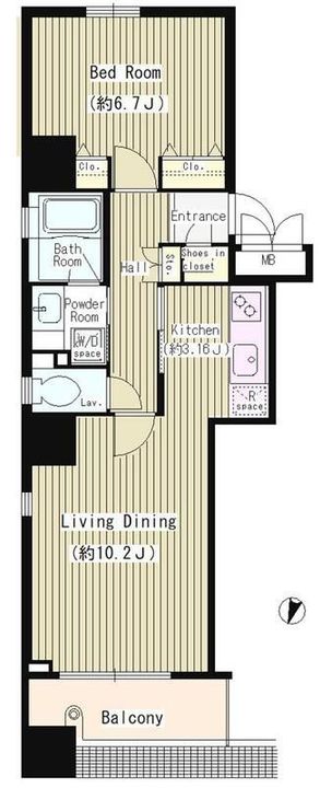 東京都港区芝4(マンション)の賃貸物件の間取り