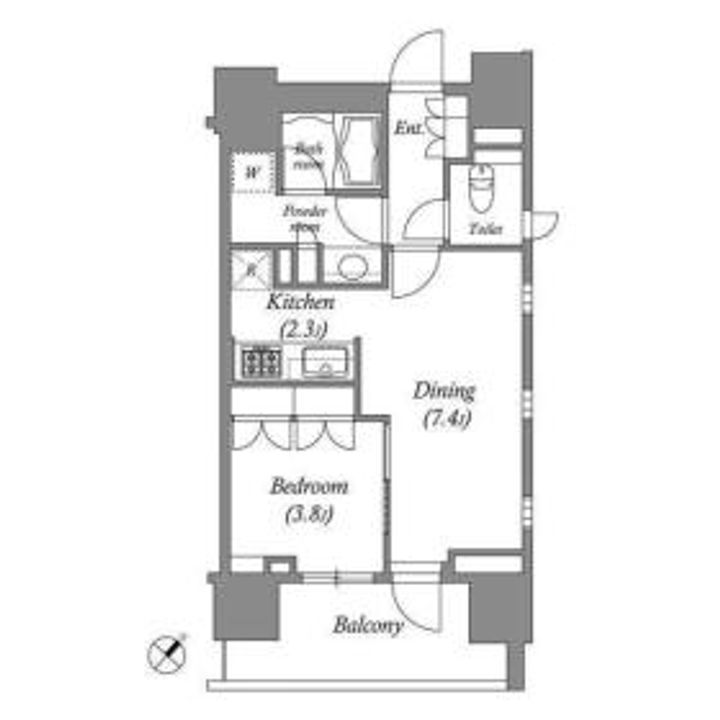 東京都文京区千駄木3(マンション)の賃貸物件の間取り