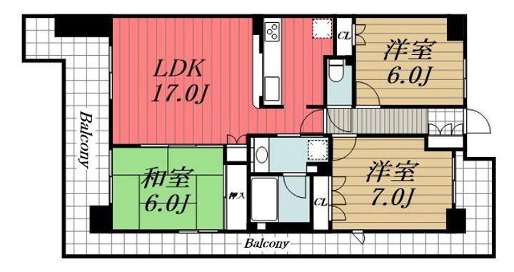 千葉県千葉市美浜区真砂2(マンション)の賃貸物件の間取り