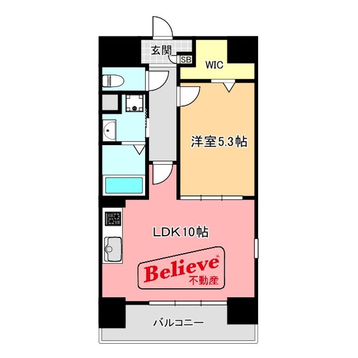福岡県久留米市中央町(マンション)の賃貸物件の間取り