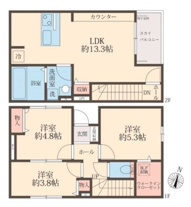 埼玉県さいたま市中央区上落合8(一戸建)の賃貸物件の間取り