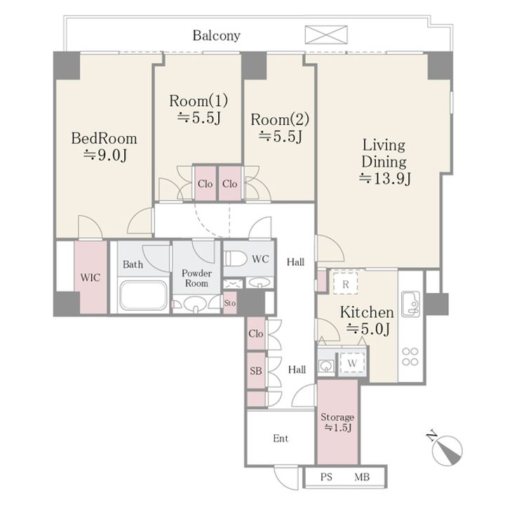 東京都文京区小石川4(マンション)の賃貸物件の間取り