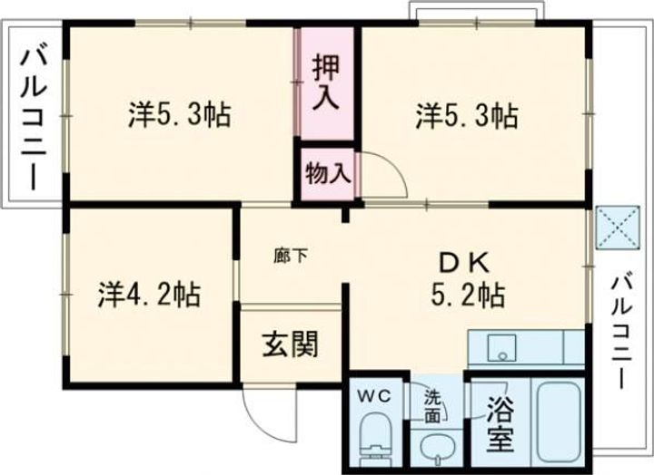 兵庫県淡路市志筑(マンション)の賃貸物件の間取り