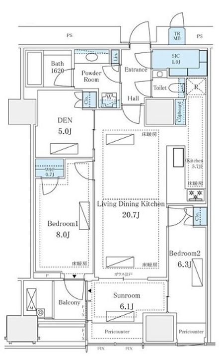 東京都港区三田1(マンション)の賃貸物件の間取り