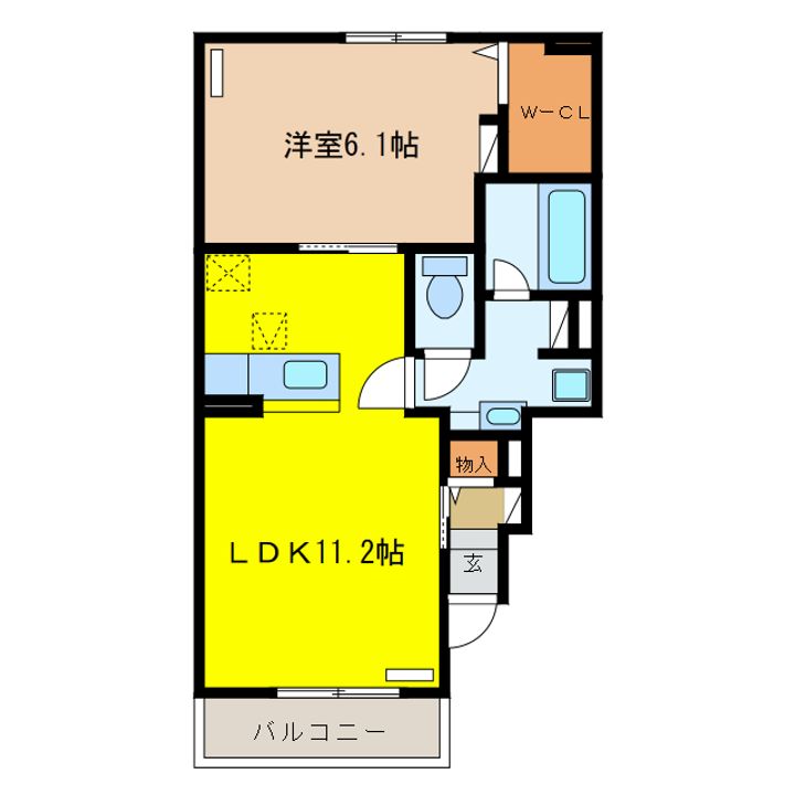 岐阜県大垣市禾森町5(アパート)の賃貸物件の間取り