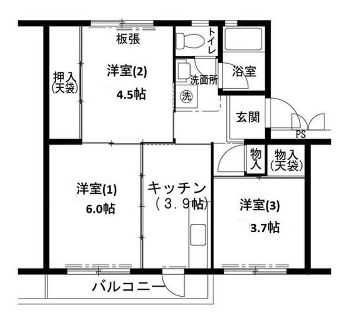 ビレッジハウス志染16号棟の間取り