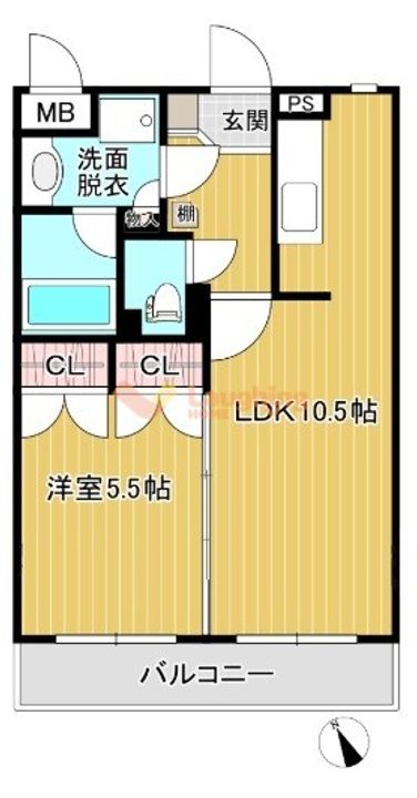 福岡県久留米市日ノ出町(マンション)の賃貸物件の間取り