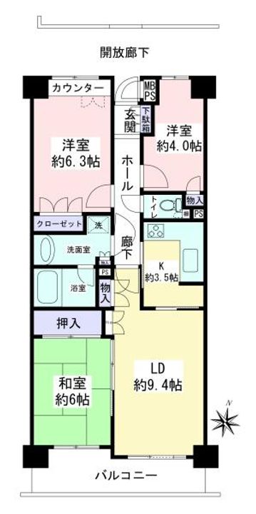 神奈川県大和市つきみ野1(マンション)の賃貸物件の間取り