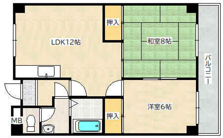 広島県広島市佐伯区旭園(マンション)の賃貸物件の間取り