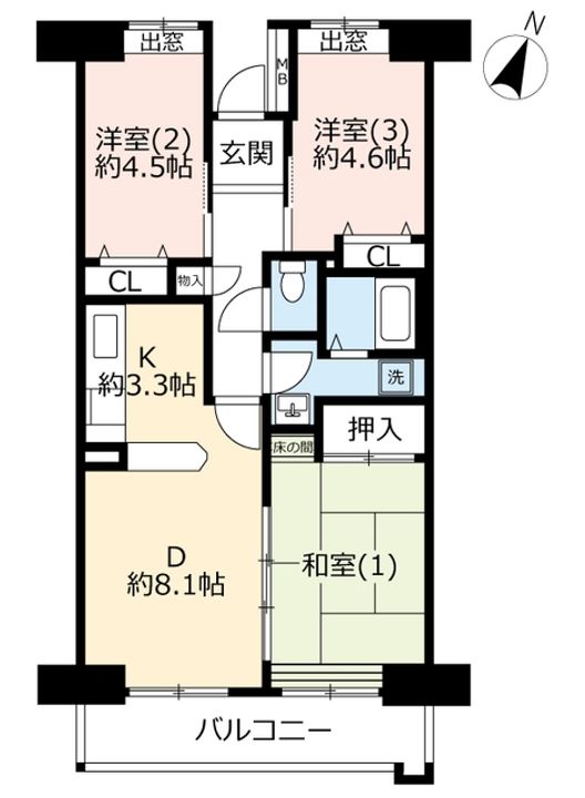 URサンラフレ百合ヶ丘の間取り