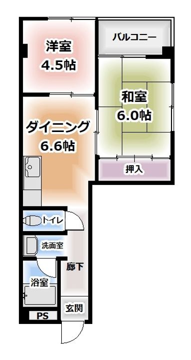 大阪府大阪市住吉区山之内2(マンション)の賃貸物件の間取り