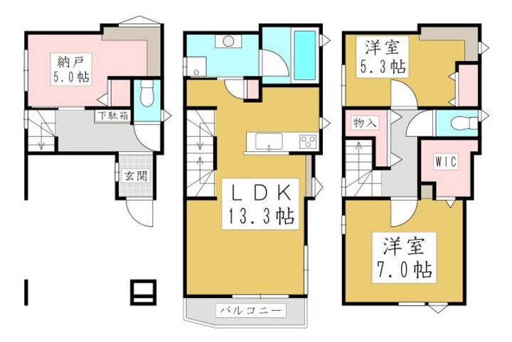 埼玉県川口市鳩ヶ谷本町1(一戸建)の賃貸物件の間取り