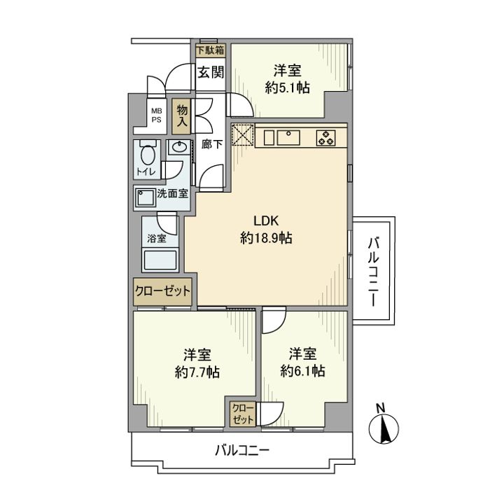 東京都新宿区新小川町(マンション)の賃貸物件の間取り