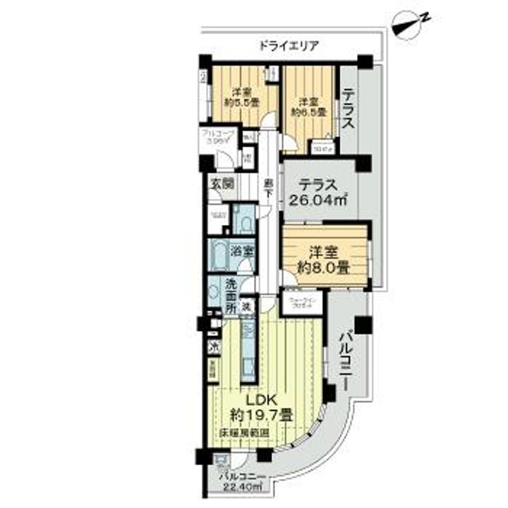 神奈川県横浜市青葉区奈良町(マンション)の賃貸物件の間取り