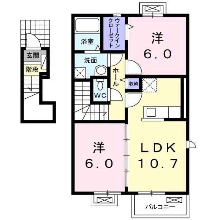福島県伊達市梁川町字御八郎(アパート)の賃貸物件の間取り