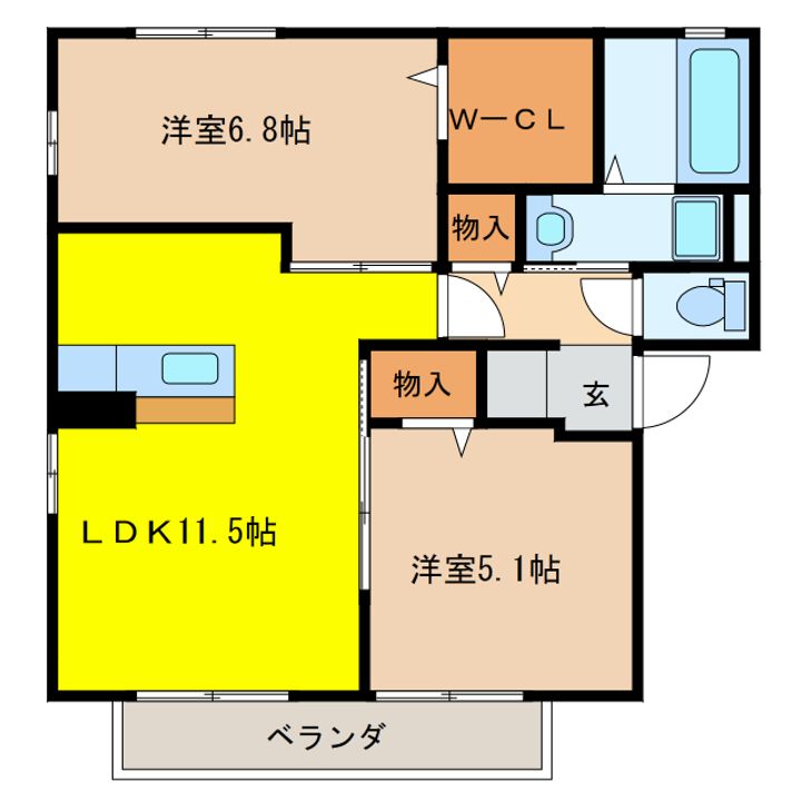岐阜県大垣市今宿3(アパート)の賃貸物件の間取り