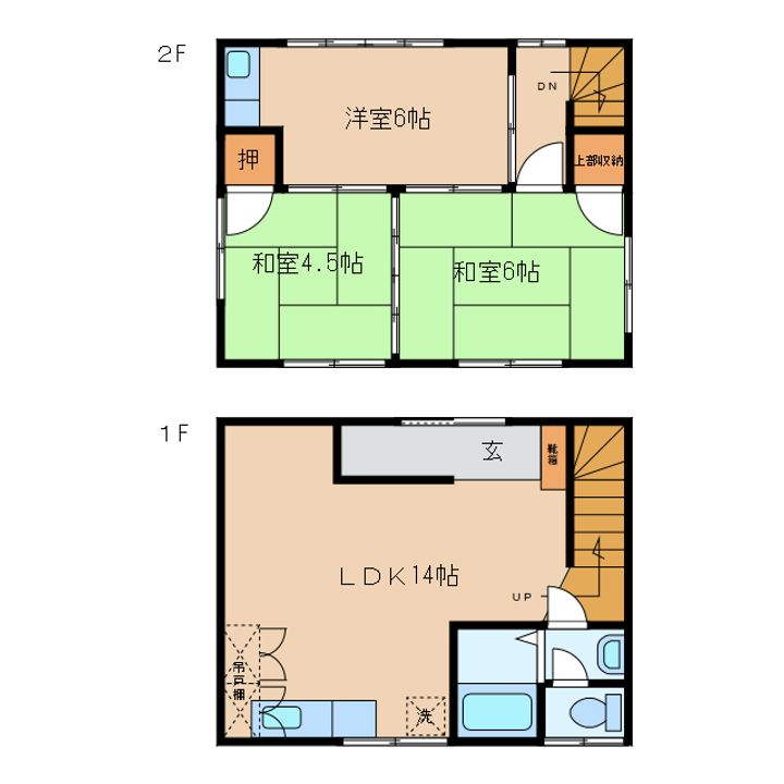 山口県岩国市門前町3(一戸建)の賃貸物件の間取り