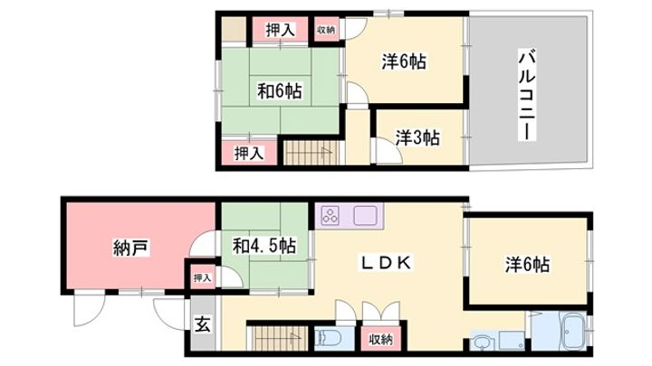兵庫県姫路市城北新町1(一戸建)の賃貸物件の間取り