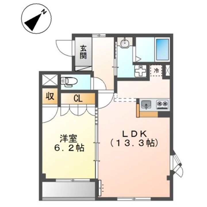 広島県福山市多治米町1(アパート)の賃貸物件の間取り