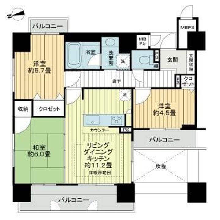 京都府京都市下京区福島町(マンション)の賃貸物件の間取り