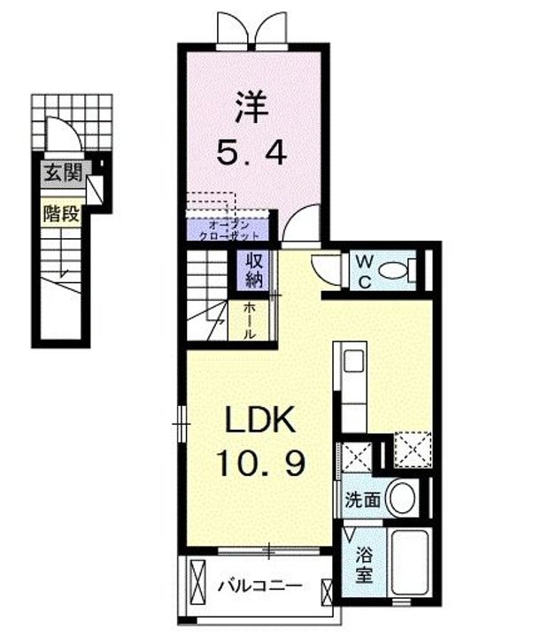 埼玉県所沢市大字上安松(アパート)の賃貸物件の間取り