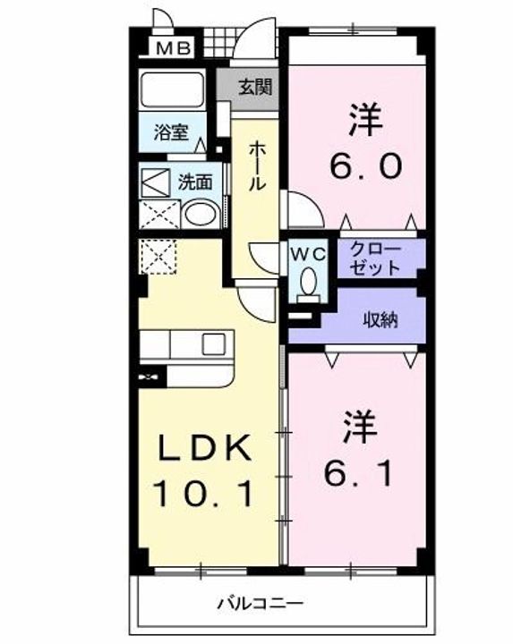 福島県いわき市郷ケ丘4(マンション)の賃貸物件の間取り