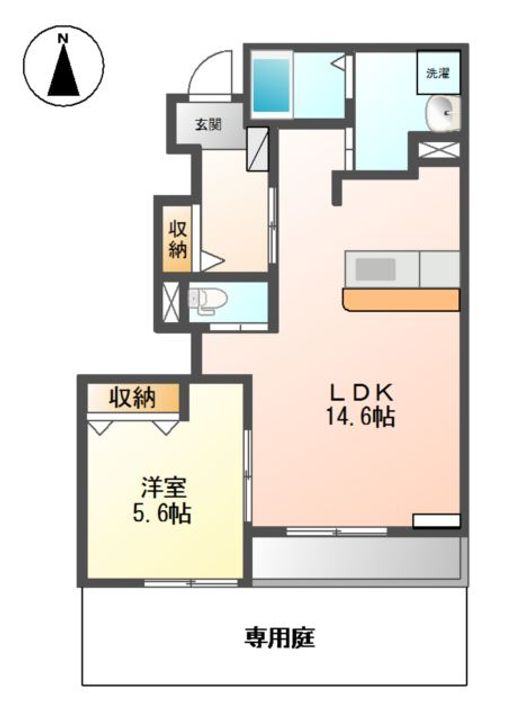 岐阜県羽島郡岐南町徳田5(アパート)の賃貸物件の間取り