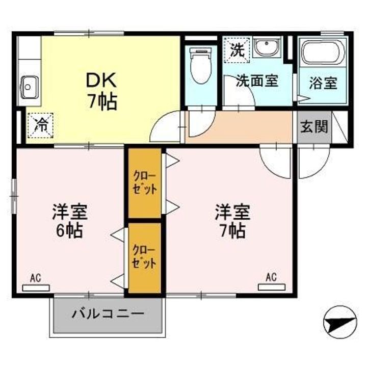 新潟県阿賀野市学校町(アパート)の賃貸物件の間取り