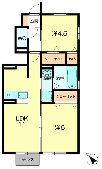 京都府木津川市州見台7(アパート)の賃貸物件の間取り