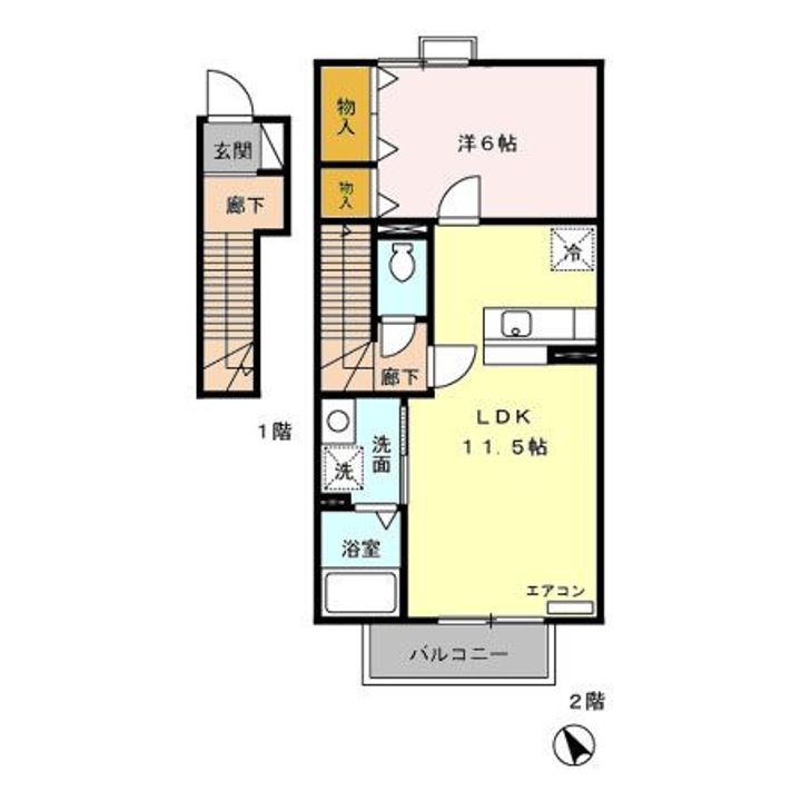 栃木県宇都宮市鶴田町(アパート)の賃貸物件の間取り
