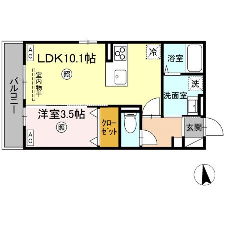 熊本県熊本市西区蓮台寺1(アパート)の賃貸物件の間取り