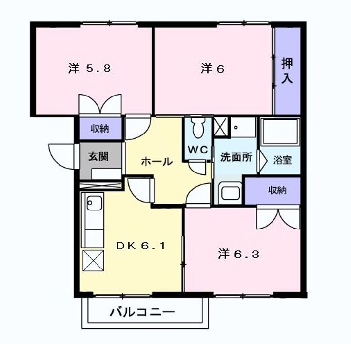 群馬県富岡市内匠(アパート)の賃貸物件の間取り