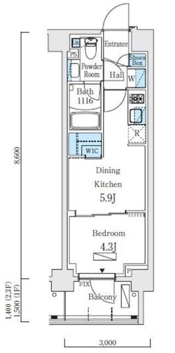 東京都世田谷区北沢1の賃貸マンションの間取り