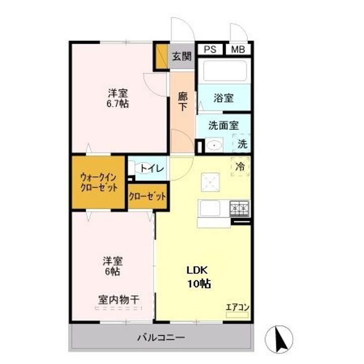 埼玉県熊谷市広瀬(アパート)の賃貸物件の間取り