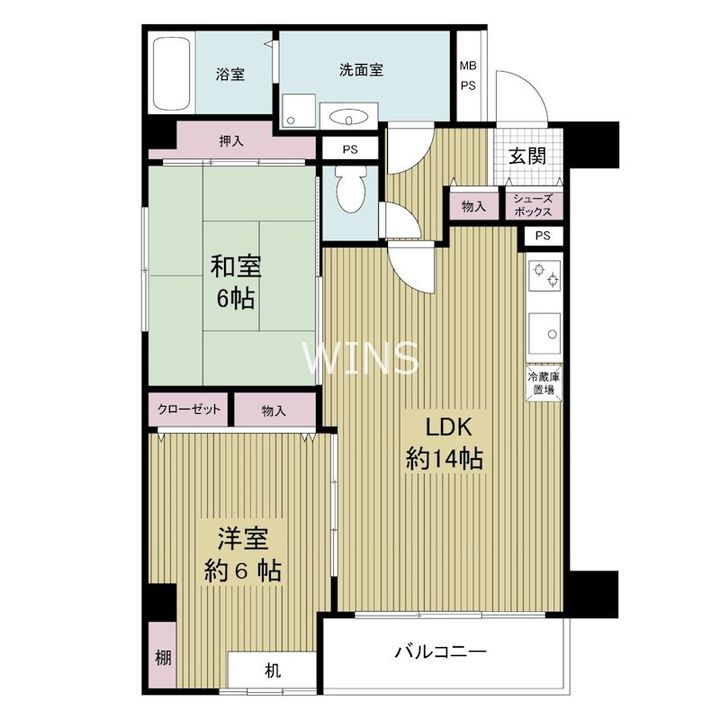 福岡県福岡市中央区長浜1(マンション)の賃貸物件の間取り