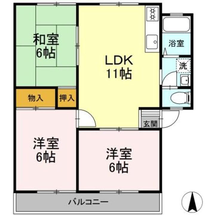 神奈川県相模原市中央区宮下本町3(アパート)の賃貸物件の間取り